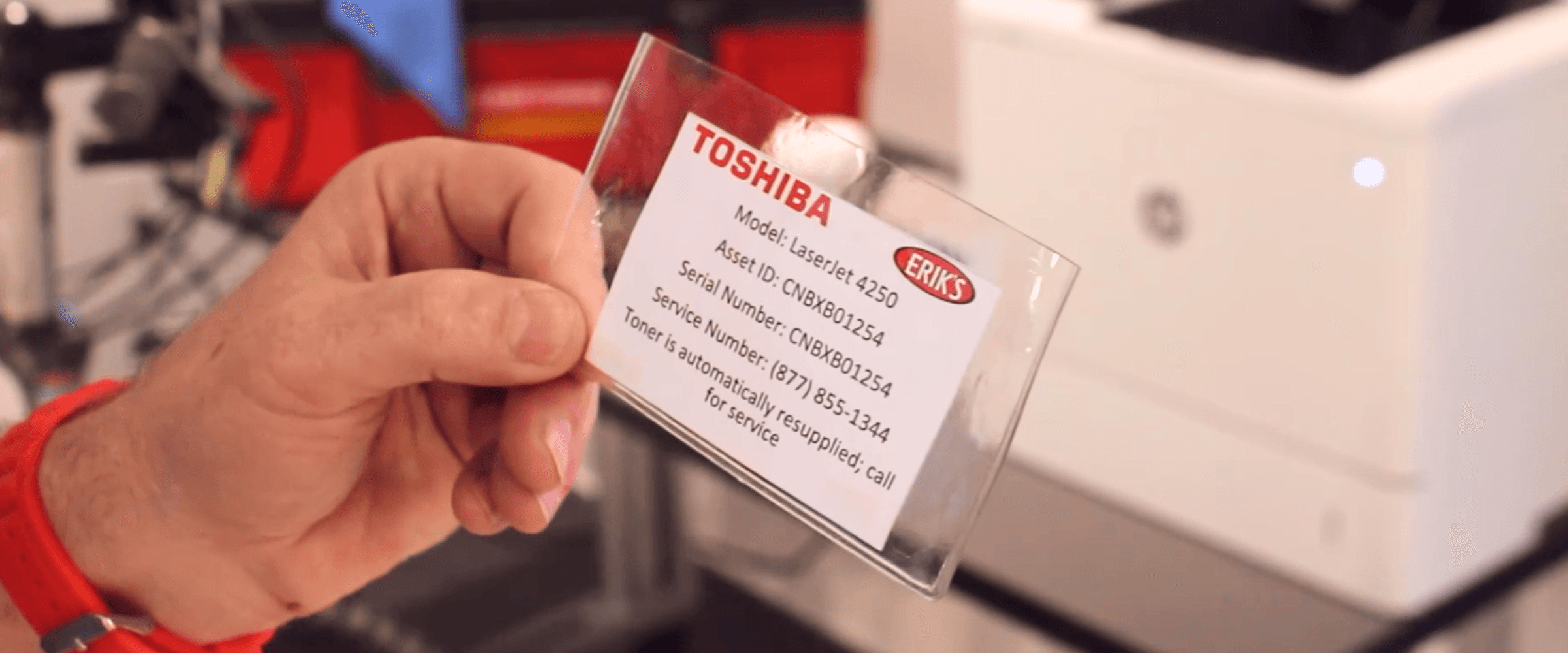 Toshiba's eTAG tag up close.